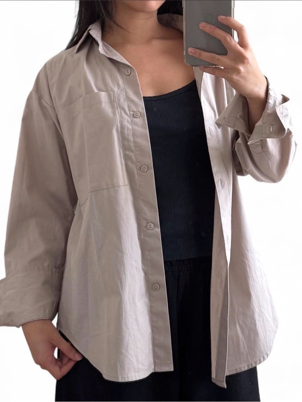 Abercrombie & Fitch Oversized Tan Button Up